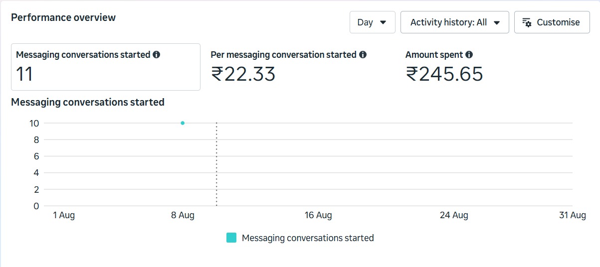 Instagram Ads result — conversion campaign performance